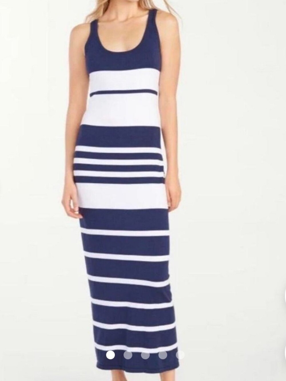 Tommy Bahama Navy And White Striped Knit Maxi Dress Sz M - Picture 2 of 11